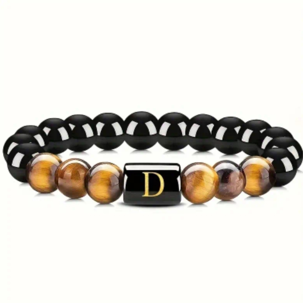 5 For $20 Men's tiger eye Initial Bead Bracelet